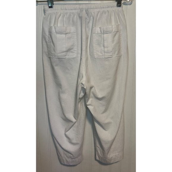 C.D. Petites Women’s Size Medium White Capri Pants Elastic Waist Drawstring - Picture 5 of 8
